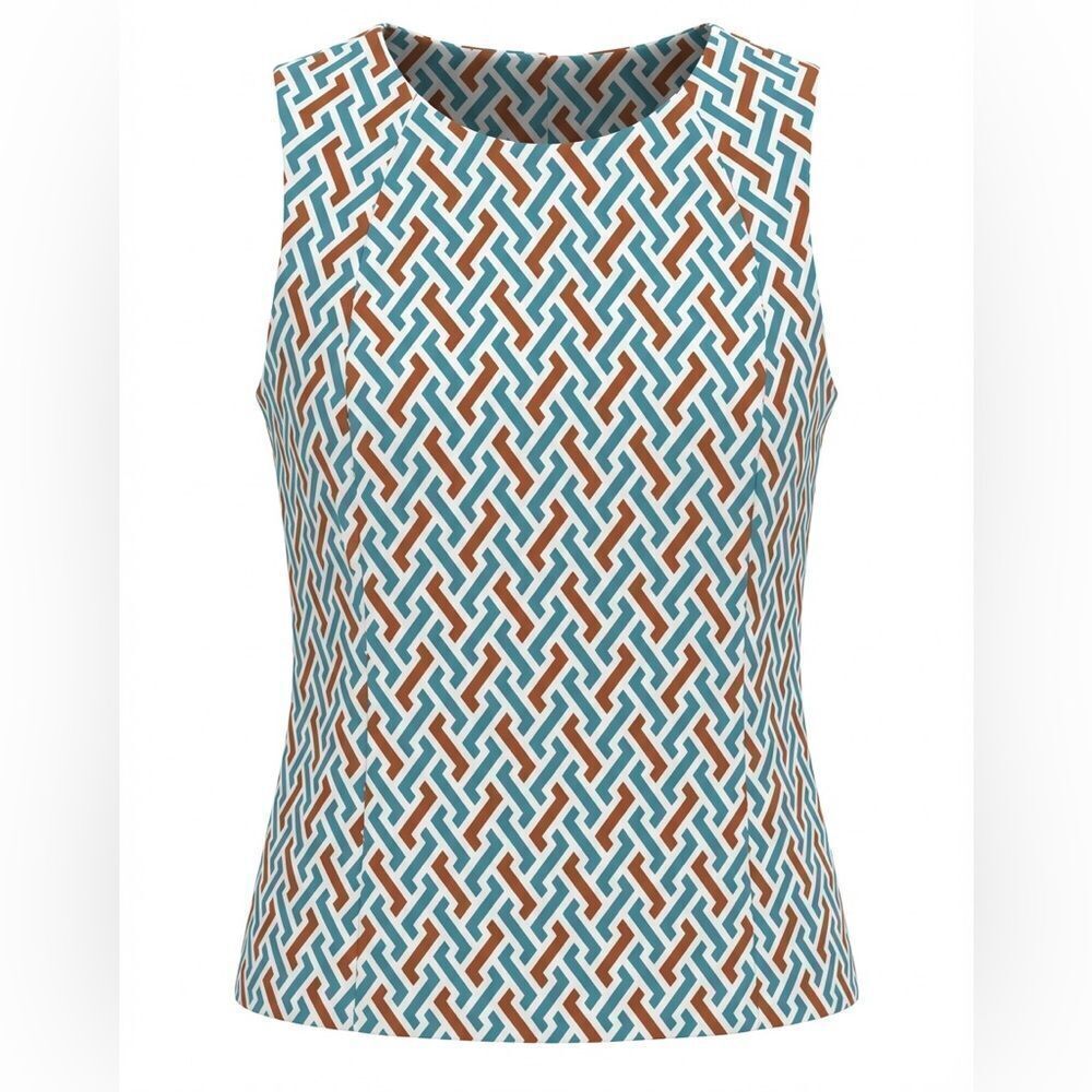 J MCLAUGHLIN WOMENS BLOUSE TANK TOP SIZE M WHITE BLUE RED